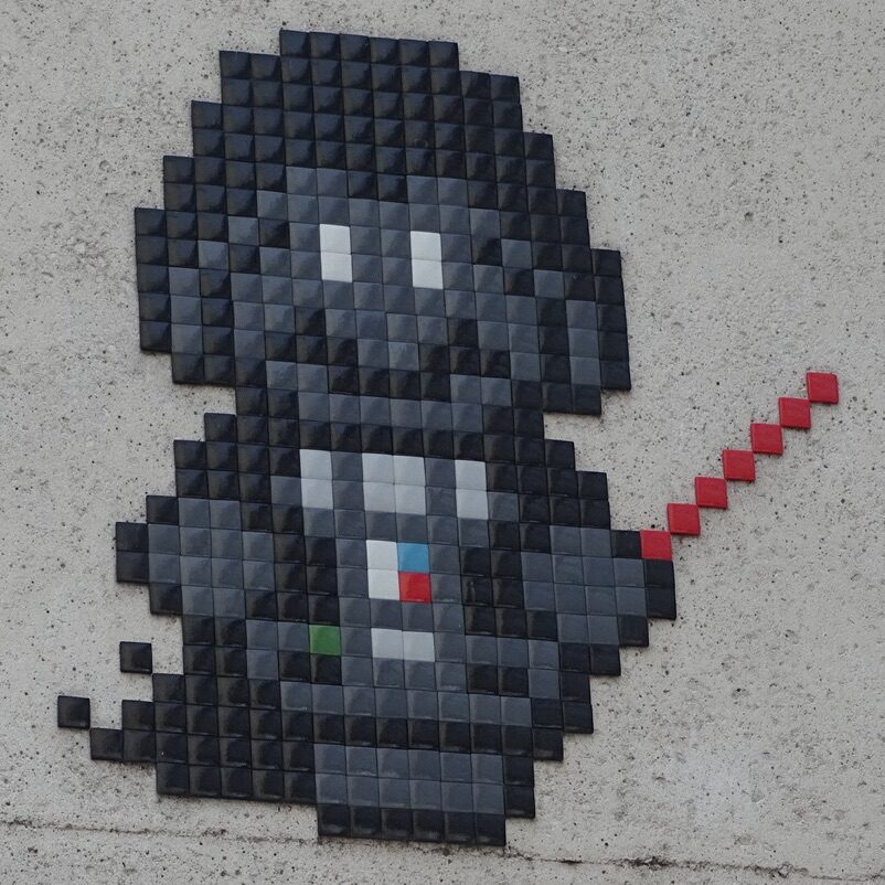 Mario as Darth Vader with a Red Sabre — Street art by IN THE WOUP in Clermont-Ferrand