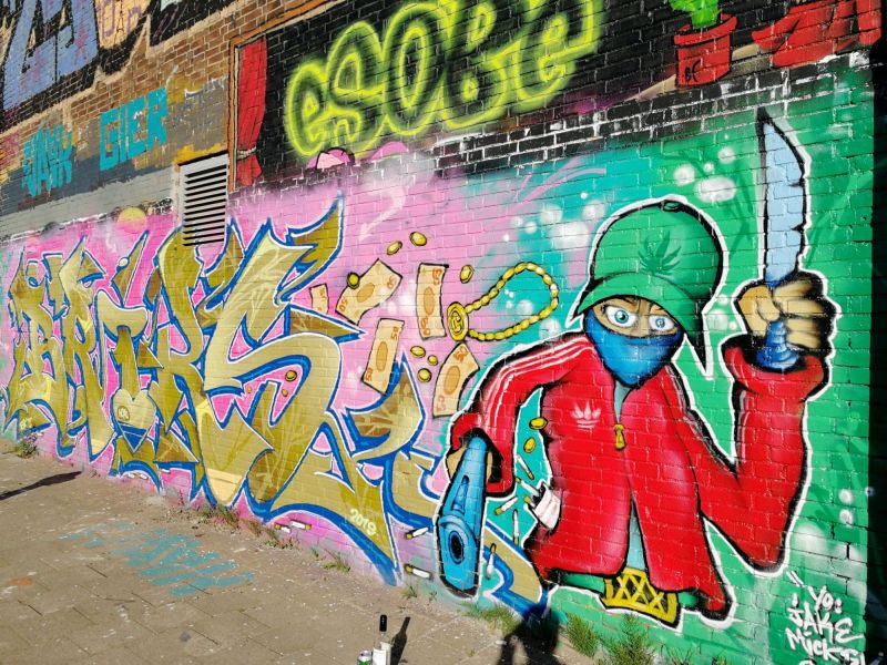 Red Ninja Character and Wildstyle: graffiti in Amsterdam
