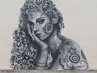 Woman with Mandalas by Aydar — Street art by Aydar in Paris
