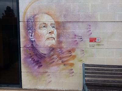 Portrait of François Mitterrand — Street art by C215 in Castillon-la-Bataille