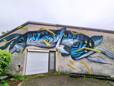 3D Blue Fish — Street art by Veks Van Hillik in Le Pont-de-Claix