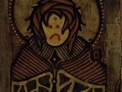 Medieval-Style Iconic Saint in Porto — Street art in Porto