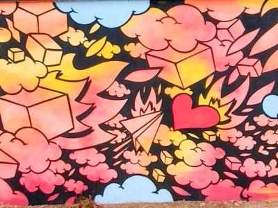 Cubes et cœurs explosifs — Street art à Saint-Paul