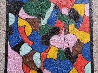 Abstract Mosaic with Colorful Shapes — Street art in Clermont-Ferrand