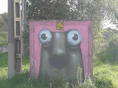 Visage cartoon gris — Street art à Nantes
