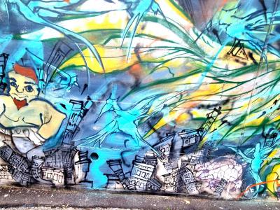 Child and Colorful Abstractions — Street art in Grenoble