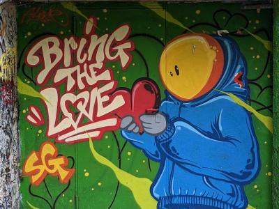 Joyful Message Bring Love — Street art in Valence