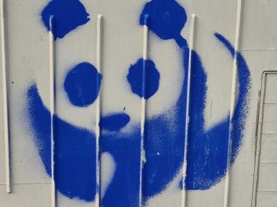 Blue Geometric Face — Street art in Strasbourg