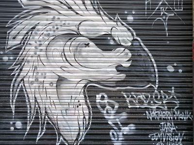 Stylized White Lion — Street art in London