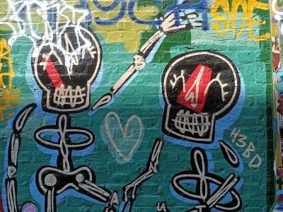Dancing Skulls with Heart — Street art in London