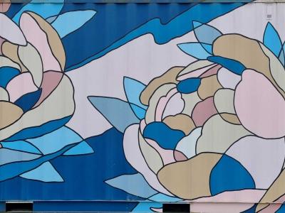 Geometric Peony in Stained Glass Style, Vichy — Street art in Vichy