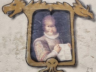 Enfant au portrait et dragon bicéphale — Street art de Codex Urbanus à Clermont-Ferrand