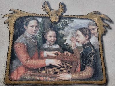 Partie d'échecs Renaissance encadrée — Street art de Codex Urbanus à Clermont-Ferrand