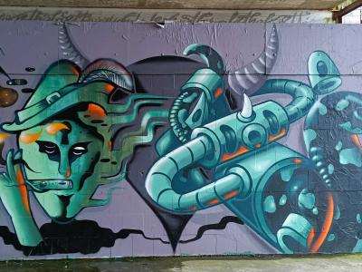 Green Mechanical Creatures by AGE AGE — Street art by AGE AGE in Berlin