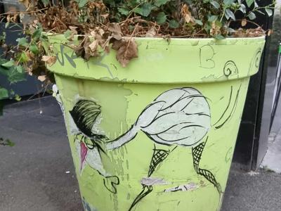 Personified Flower Pot — Street art in Strasbourg