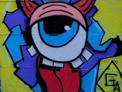 The Horned Eye with a Lolling Tongue — Street art in Nantes