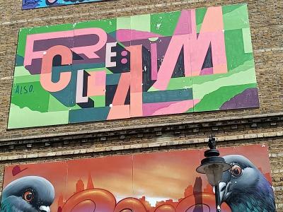 Pink Floral and Blue Birds Triptych — Street art in London