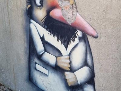 The Man with the Big Pink Nose — Street art by Ador in Strasbourg