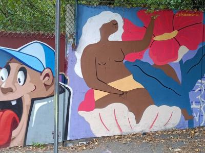 Three Collaborative Colorful Figures — Street art in Berlin
