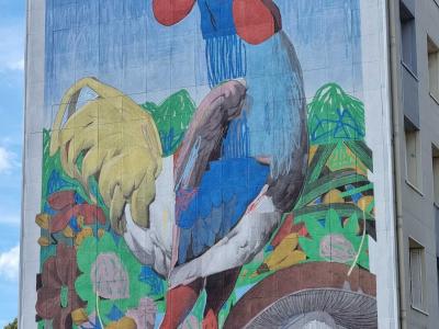Giant Rooster by Aryz, Clermont-Ferrand — Street art by Aryz in Clermont-Ferrand