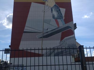 Mural Die Suche Stylized Figure — Street art by Raks & Laune in Saarbrücken