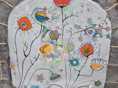 Fantastic Garden with Flowers and Birds — Street art in Clermont-Ferrand
