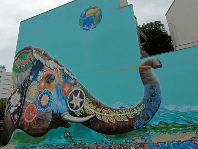 Éléphant tribal ornemental — Street art de Jadore Tong à Berlin