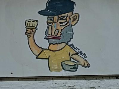 Painting Monkey with Cap by Dall'Osto — Street art in Nantes