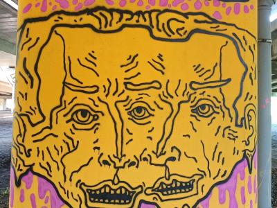 NIGHT NO SLEEP - Intertwined Faces — Street art in Rīga