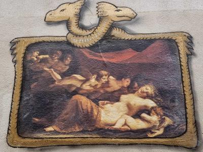 Chérubins et cadre baroque — Street art de Codex Urbanus à Clermont-Ferrand