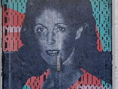 Portrait of a Woman Smoking — Street art by Lady bug in Nantes
