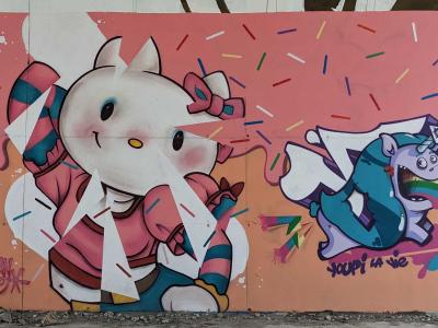 Whimsical Colorful Creature — Street art in Soyons