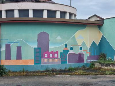 Stylized Colorful City — Street art in Le Pont-de-Claix
