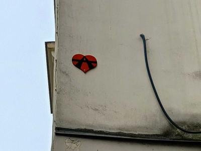 Red Anarchist Heart by A2 — Street art by A2 in Paris