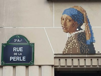 The Girl with a Mosaic Earring — Street art by Mifamosa in Paris