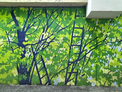 Tree Canopy in Green and Blue — Street art in Grenoble