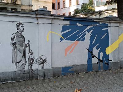 Figures historiques lettonnes sur mur — Street art à Rīga