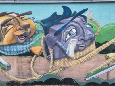 Two Colorful Heads — Street art in Le Pont-de-Claix