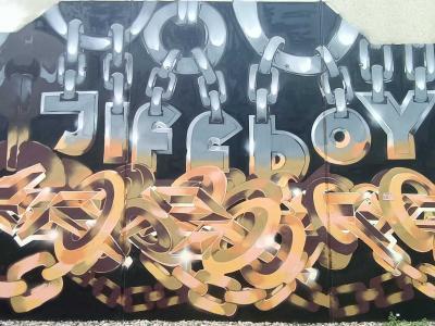 Massive Golden 3D Letters — Street art by Jiffboys in Berlin