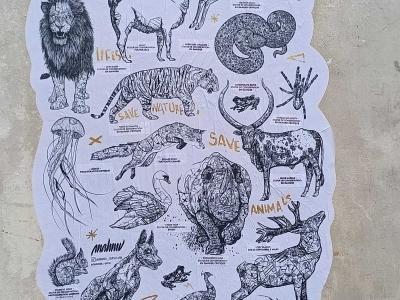 Save the Animals Poster — Street art in Nantes