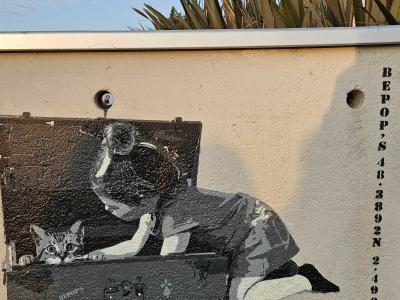 The Cat in the Suitcase — Street art in Saint-Quay-Portrieux