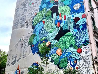 Explosion végétale et fruits colorés — Street art de Short79, Nesta à Grenoble
