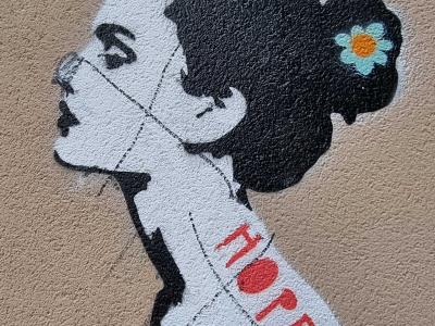Female Portrait with Message of Hope — Street art in Clermont-Ferrand