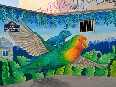 Perroquets de la Butte aux Cailles par Louyz — Street art de Louyz à Paris