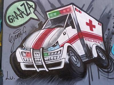 Gaza ambulance Miss Veneno — Street art by Miss Veneno in Nantes