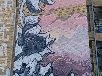 Black Peonies Mural — Street art in London