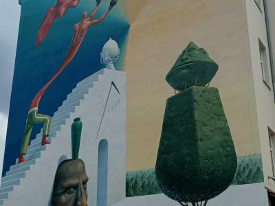 Surrealist Full-Facade Mural in Prague — Street art by AEC Interesni Kazki in Prague
