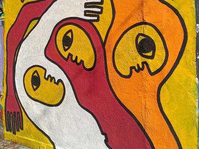 Three Yorgos Faces — Street art in London