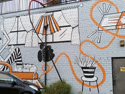Graphic furniture design — Street art by Eglė Narbutaitė in Vilnius