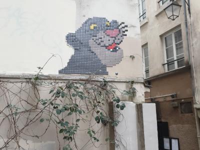La panthère grise en mosaïque — Street art de Zigom à Paris